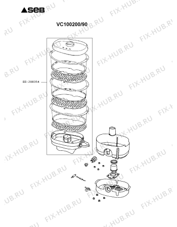 Взрыв-схема мультиварки (пароварки) Seb VC100200/90 - Схема узла KP002475.2P2