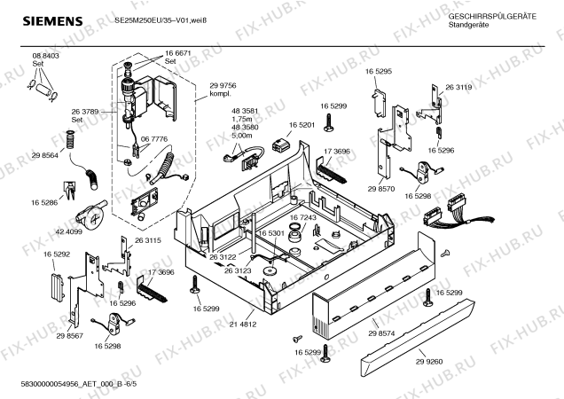 Взрыв-схема посудомоечной машины Siemens SE25M250EU - Схема узла 05