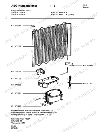 Взрыв-схема холодильника Aeg S2632-1KG - Схема узла Refrigerator cooling system