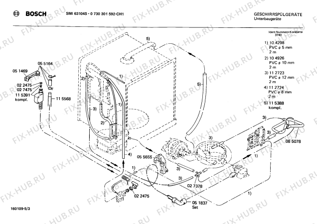 Взрыв-схема посудомоечной машины Bosch 0730301592 SMI631045 - Схема узла 03
