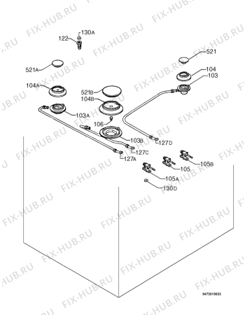 Взрыв-схема плиты (духовки) Faure CMC6031W - Схема узла Functional parts 267