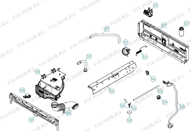 Взрыв-схема стиральной машины Asko W6424 TW   -White (340392, WM70.1) - Схема узла 05