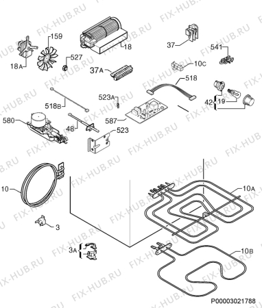 Взрыв-схема плиты (духовки) Progress PHP5320X - Схема узла Electrical equipment