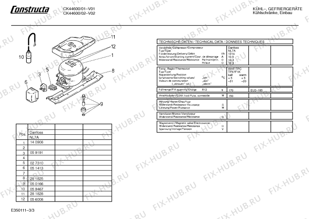 Взрыв-схема холодильника Constructa CK44600 - Схема узла 03