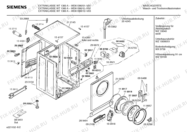 Взрыв-схема стиральной машины Siemens WD61390 EXTRAKLASSE WT1300A - Схема узла 02