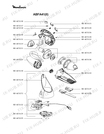 Схема №1 ABFA41(0) с изображением Фиксатор для пылесоса Moulinex RS-AC3124