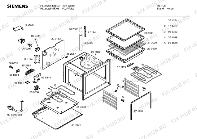Схема №5 HSN222HEU с изображением Конфорка для плиты (духовки) Bosch 00266962
