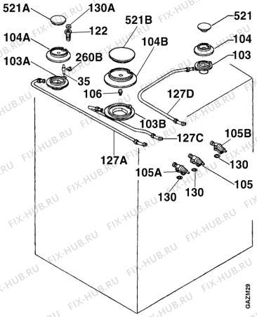 Взрыв-схема плиты (духовки) Zanussi ZC6330W1 - Схема узла Oven and Top functional parts