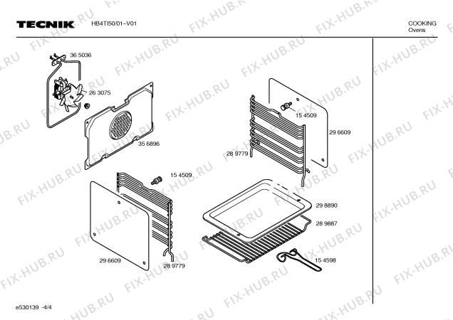 Взрыв-схема плиты (духовки) Tecnik HB4TI50 - Схема узла 04
