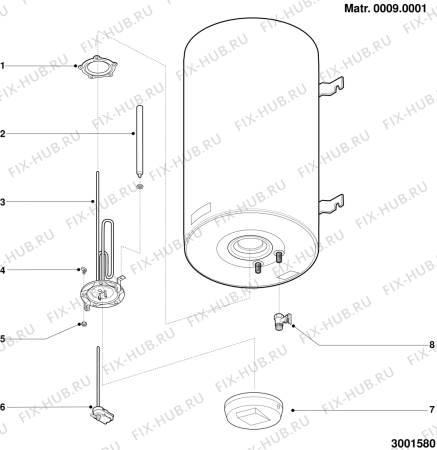 Схема №1 TI150 (F025479) с изображением Тэн для водонагревателя Indesit C00076788