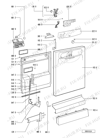 Схема №1 ADP 2440 WH с изображением Обшивка для посудомойки Whirlpool 481245370707