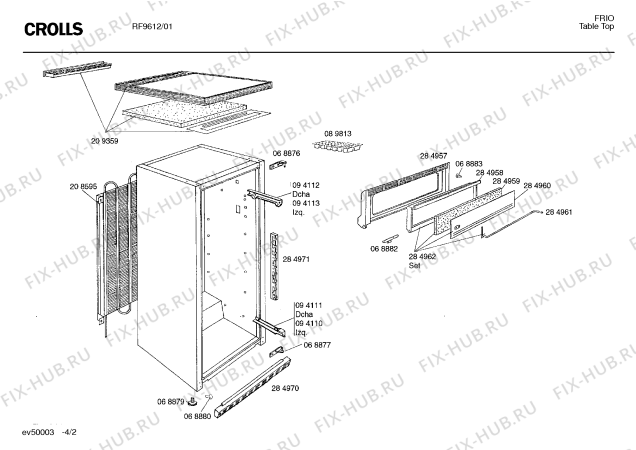 Взрыв-схема холодильника Crolls RF9612 - Схема узла 02