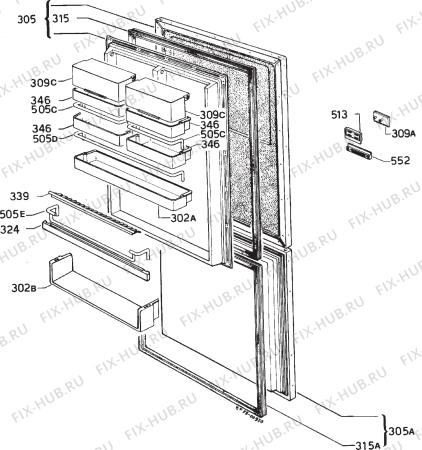 Взрыв-схема холодильника Electrolux TRW1105 - Схема узла Door 003