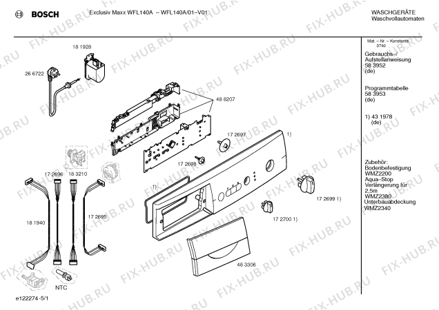 Схема №2 WFL140A Exclusiv Maxx WFL 140 A с изображением Инструкция по установке и эксплуатации для стиральной машины Bosch 00583952