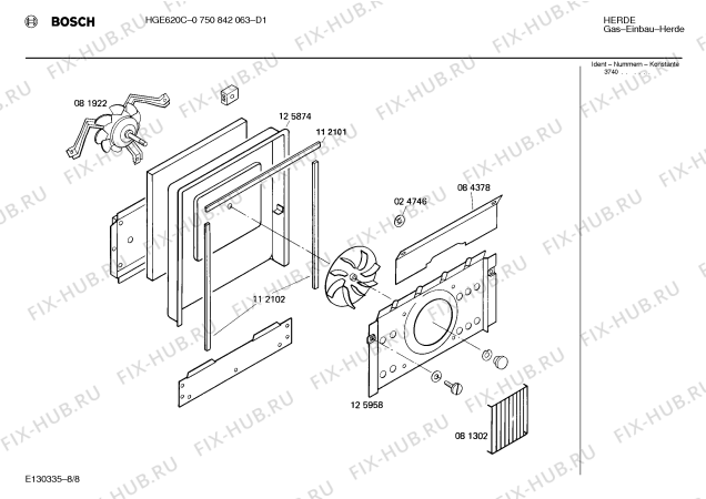 Схема №2 0750452094 EB600HG с изображением Планка для плиты (духовки) Bosch 00113692