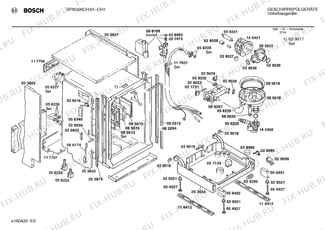 Взрыв-схема посудомоечной машины Bosch SPI6326CH - Схема узла 02