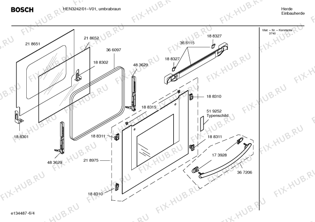 Схема №3 HEN3222 с изображением Инструкция по эксплуатации для духового шкафа Bosch 00586278