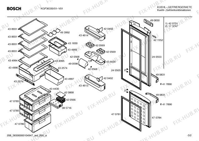 Взрыв-схема холодильника Bosch KGP36330 - Схема узла 02