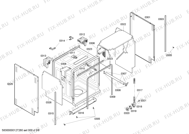 Взрыв-схема посудомоечной машины Bosch SHX56B02UC - Схема узла 03