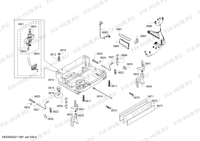 Схема №6 S416T80S0G с изображением Передняя панель для посудомойки Bosch 11021299