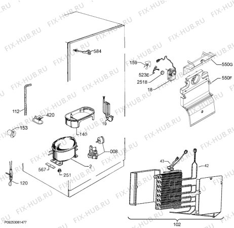 Взрыв-схема холодильника John Lewis JLFFW1701 - Схема узла Cooling system 017