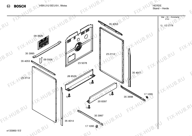 Схема №2 HSN212BEU с изображением Инструкция по эксплуатации для духового шкафа Bosch 00523381