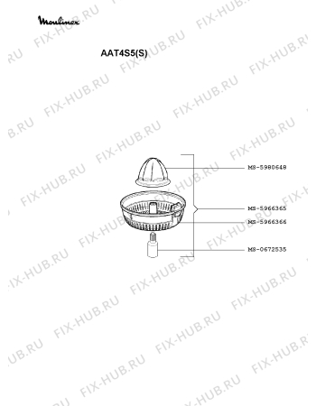 Взрыв-схема кухонного комбайна Moulinex AAT4S5(S) - Схема узла ZP002393.9P2