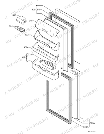 Взрыв-схема холодильника Zanussi Electrolux ZX56/4W - Схема узла Door 003