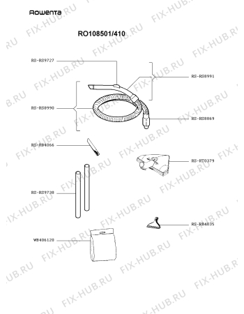 Взрыв-схема пылесоса Rowenta RO108501/410 - Схема узла 2P002909.0P2