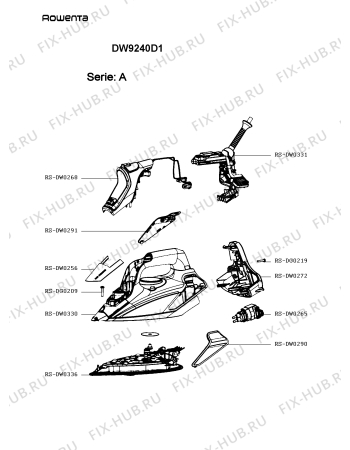 Взрыв-схема утюга (парогенератора) Rowenta DW9240D1 - Схема узла 5P004694.9P2