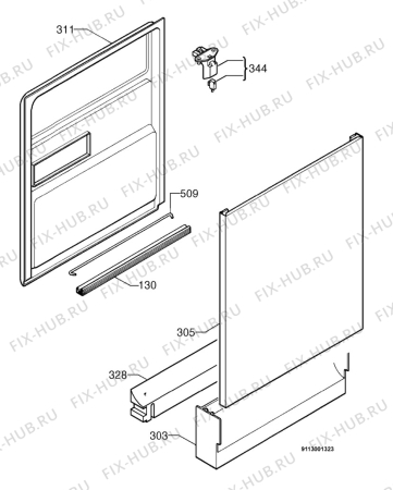 Взрыв-схема посудомоечной машины Aeg F.2807 - Схема узла Door 003