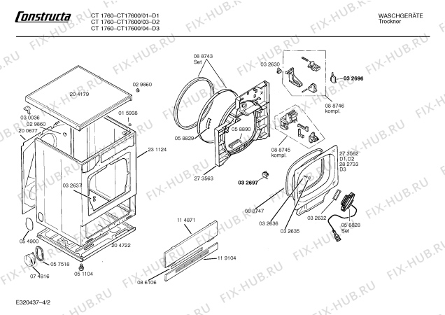 Схема №3 CT15000 CT1500 с изображением Крышка для сушильной машины Bosch 00204047