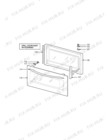 Взрыв-схема плиты (духовки) Parkinson Cowan SIG414BN - Схема узла H10 Grill door assy