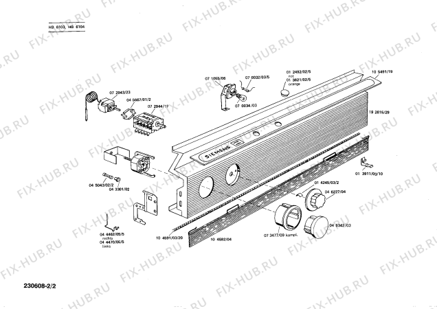 Взрыв-схема плиты (духовки) Siemens HB6103 - Схема узла 02