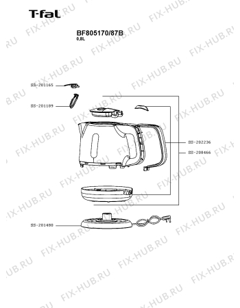 Схема №1 BF805170/87B с изображением Корпусная деталь для чайника (термопота) Seb SS-208466