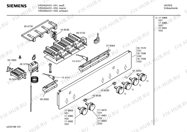 Взрыв-схема плиты (духовки) Siemens HR24064 - Схема узла 02