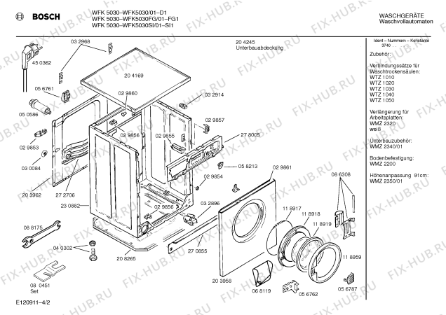 Взрыв-схема стиральной машины Bosch WFK5030SI WFK5030 - Схема узла 02