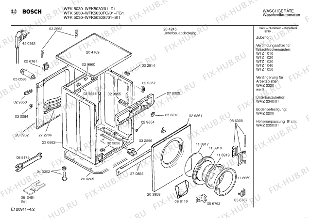 Схема №4 WFK5030FG WFK5030 с изображением Панель для стиралки Bosch 00285319