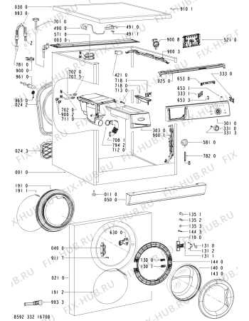 Схема №1 AWM 5610 с изображением Обшивка для стиральной машины Whirlpool 481245310646