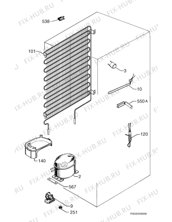 Взрыв-схема холодильника Zanussi ZK23/10M4 - Схема узла Cooling system 017