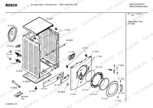 Взрыв-схема стиральной машины Bosch WFO120FR Exclusiv Maxx 120 electronic - Схема узла 02