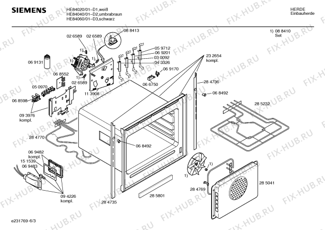 Взрыв-схема плиты (духовки) Siemens HE84060 - Схема узла 03