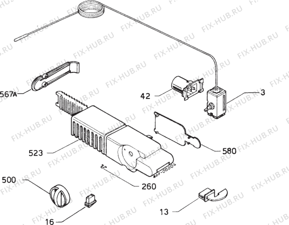 Взрыв-схема холодильника Alno AKU3115IW - Схема узла Refrigerator electrical equipment