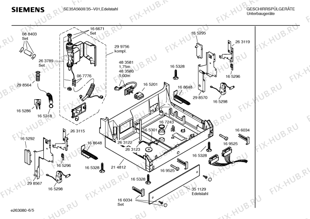Взрыв-схема посудомоечной машины Siemens SE35A560II - Схема узла 05
