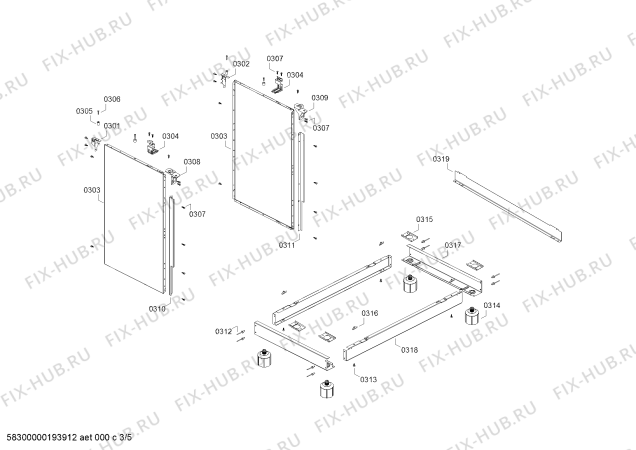 Взрыв-схема плиты (духовки) Bosch HSK45I33SC HSK45I33SC Cocina a gas Bosch Inox - Схема узла 03