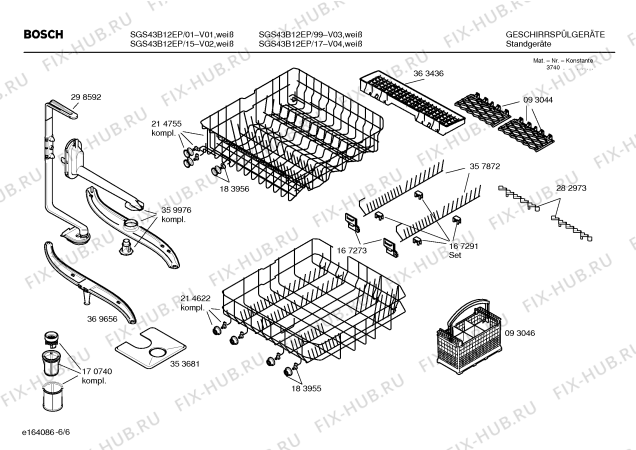 Взрыв-схема посудомоечной машины Bosch SGS43B12EP - Схема узла 06