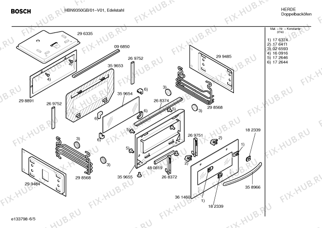 Взрыв-схема плиты (духовки) Bosch HBN9350GB - Схема узла 05