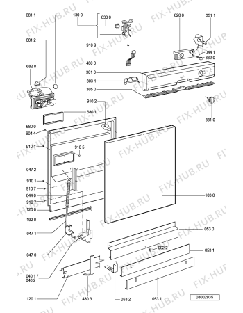 Схема №2 ADP 323 WH с изображением Панель для электропосудомоечной машины Whirlpool 481245371577