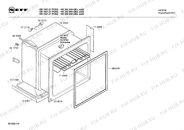 Взрыв-схема плиты (духовки) Neff 195302893 GB-1051.31PCSG - Схема узла 04