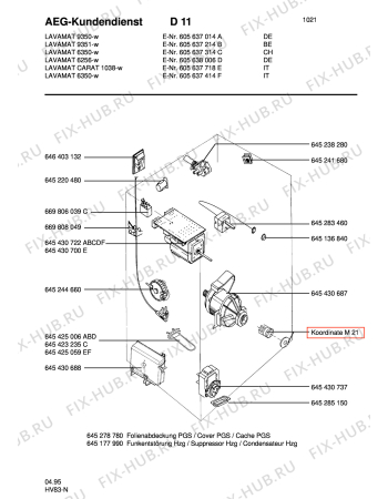 Взрыв-схема стиральной машины Aeg LAVCARAT 1038 SENS - Схема узла Electrical equipment